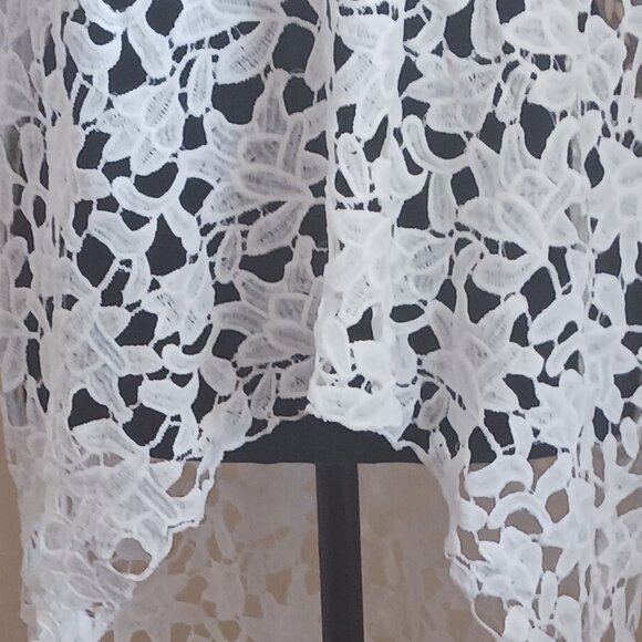 Pretty Garden Women's Long Sleeve Round Neck High Low Lace Blouse - Picture 3 of 3